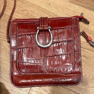 Brighton Red Croc-Embossed Crossbody Bag